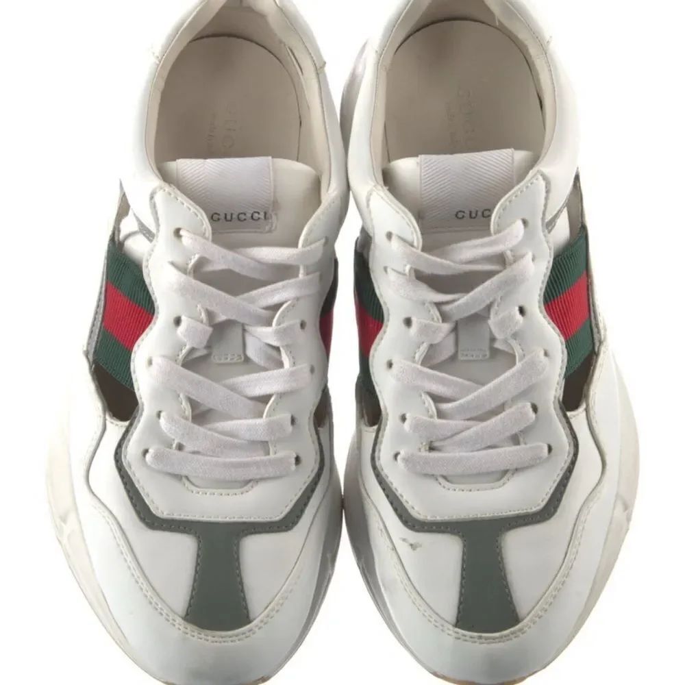 Gucci White and Green Sneakers with Sporty Design